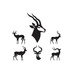Antelope silhouette in a minimalist design - wildlife silhouette - antelope illustration - minimalistic antelope vector
