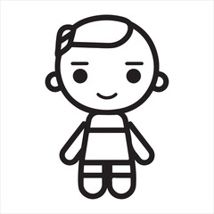 doll single Line Icon Vector Design outline
