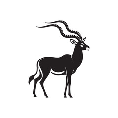 Antelope silhouette in a clean and clear design - wildlife silhouette - antelope illustration - minimalistic antelope vector
