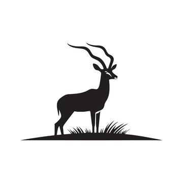 recommend clip art: Antelope silhouette for art and design projects - wildlife silhouette - antelope illustration - minimalistic antelope vector
                    