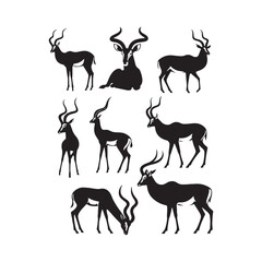 Antelope silhouette for a variety of uses - wildlife silhouette - antelope illustration - minimalistic antelope vector  © Vectorhub