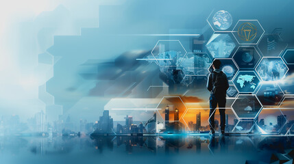 business symbol connectivity various aspects of technology and innovation, startup concepts.