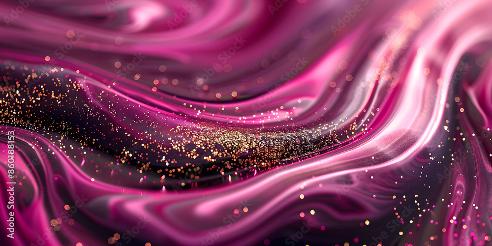 Sticker color blend, shiny paint wave, defocused purple pink gold shimmering texture ink emulsion flow abstr