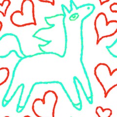 Obraz premium seamless abstract pattern background fabric fashion design print wrapping paper digital illustration art texture textile wallpaper colorful apparel image with unicorn 