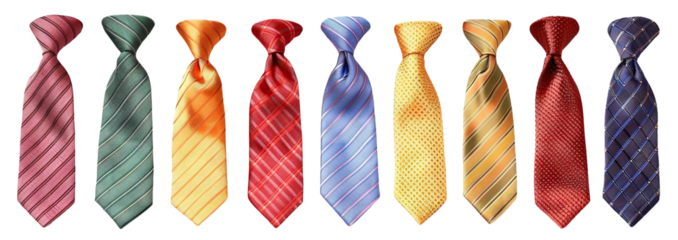 Set of colorful stylish patterned neckties, cut out