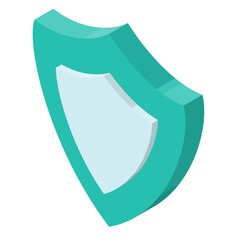 盾、シールドのアイソメトリックアイコン。主線のないイラスト。