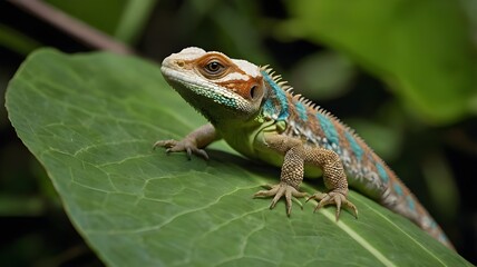 Fototapeta premium green lizard on a tree