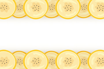 Pieces of banana slice snack. Topical resh banana slice cut fruit. National Banana Day