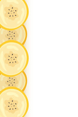 Fototapeta premium Pieces of banana slice snack. Topical resh banana slice cut fruit. National Banana Day