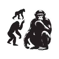 Simplified ape silhouette for diverse uses - wildlife silhouette
