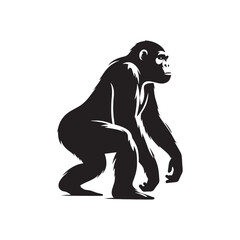 Captivating ape silhouette for modern design - ape illustration - minimalist ape vector

