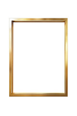 Obraz premium Minimalistic gilded picture frame, 3d golden rectangle frame for photo, png with transparent background 