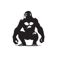 Obraz premium Unique and modern ape silhouette for art - ape illustration - minimalist ape vector 