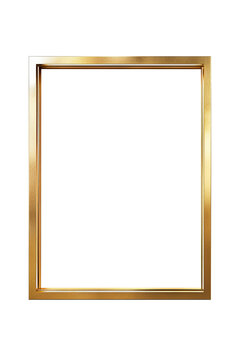 recommend clip art: Minimalistic gilded picture frame, 3d golden rectangle frame for photo, png with transparent background	
