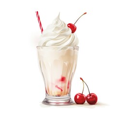 Delicious Milkshake with Whipped Cream and Cherry Garnish