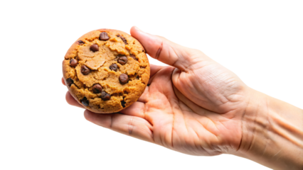 Close-up of a hand holding a small cookie