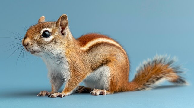 Cute Squirrel: a joyful Squirrel isolated against a vibrant blue background.