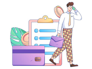 Internet financial management investment flat vector concept operation hand drawn illustration
