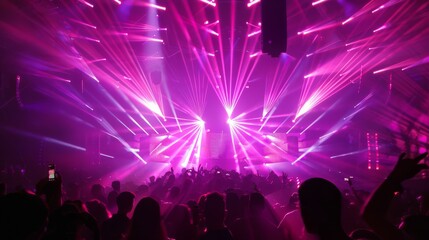 crowd partying stage lights live concert summer music festival