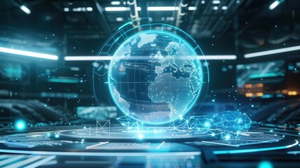 A unique holographic globe hovering over a futuristic interface