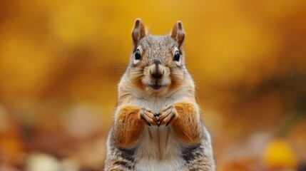 Fototapeta premium Cute Squirrel: a cute Squirrel isolated against an orange background. 