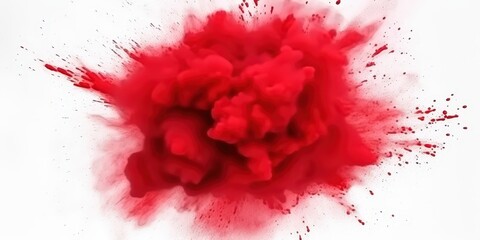 Red Ink Explosion on White Background