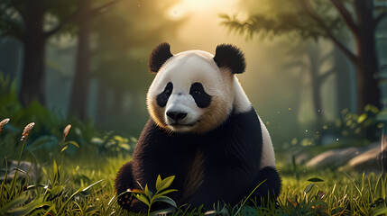 Obraz premium Illustration of panda family