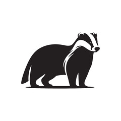 Simplistic badger silhouette for digital art - badger black vector

