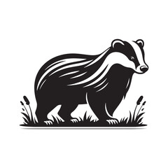Simplified badger silhouette for creative uses - badger black vector
