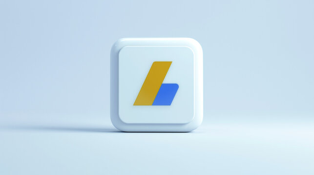 Google Adsense app 3d icon on a pale blue background