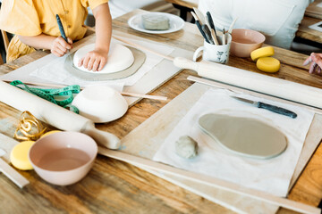 Ceramic workshop. Crafting clay masterpieces in an art studio