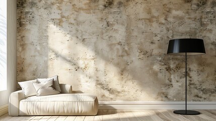 Minimalist Interior Design with White Couch and Black Lamp