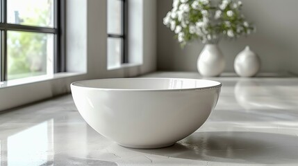 White Ceramic Dish A simple white ceramic dish on a clean surface