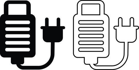 various charges icons flat and line collection isolated on transparent background. charging vector format for various devices smartphone laptop tablet and smartwatch AC sockets with power plugs