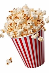Popcorn in a Red and White Striped Bucket