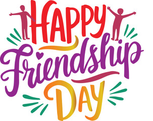 Obraz premium Art & Illustration of happy friendship day typography design