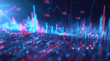 A stock market graph with rising and falling lines, overlaid with numbers and data points, emphasizing market analysis