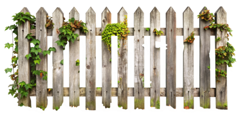 A wooden fence covered in lush ivy creates a natural and rustic backdrop.
