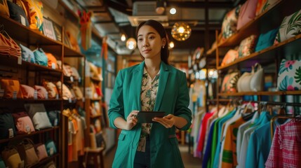 Obraz premium The woman in fashion store