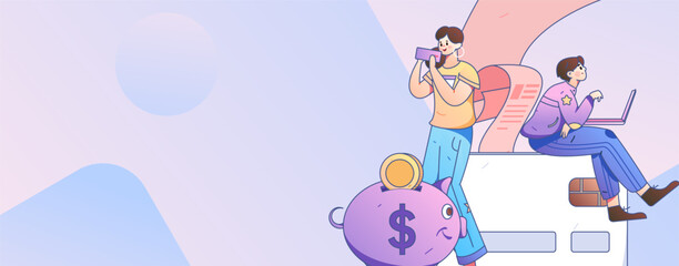 Obraz premium Internet financial management investment flat vector concept operation hand drawn illustration 