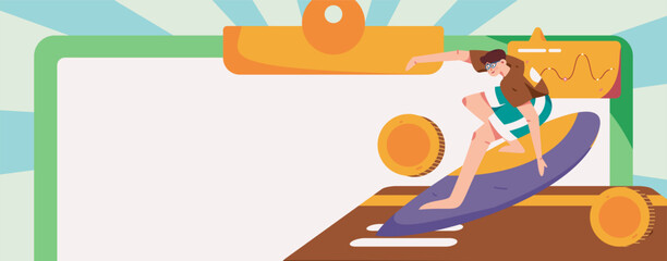 Internet financial management investment flat vector concept operation hand drawn illustration
