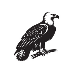 Simplified bald eagle silhouette for creative uses - bald eagle black vector
