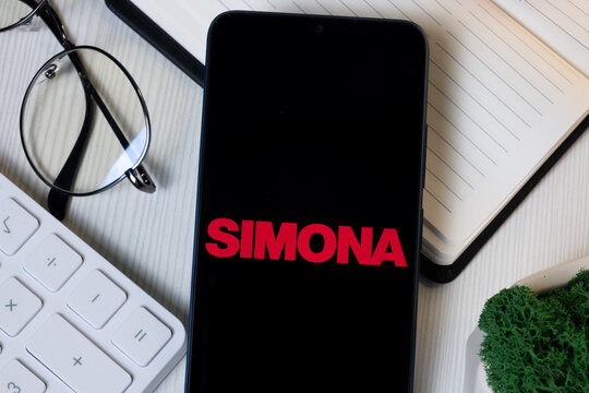 New York, USA - 11 June 2024: Simona Logo on Phone Screen, Company Icon
