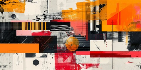 Modern Abstract Geometric Composition with Bold Colors