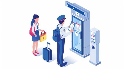 A man and a woman are looking at a map on a wall