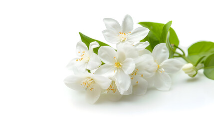 Fototapeta premium Fresh Jasmine flowers isolated on white Jasmine blossom on white vackground : Generative AI