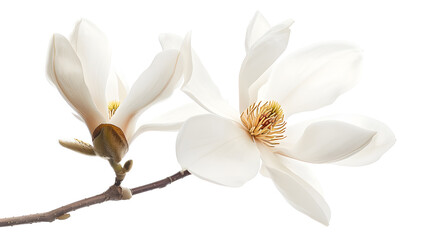 Fototapeta premium White magnolia flower isolated on white background : Generative AI