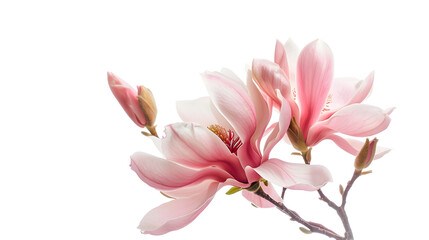 Obraz premium Beautiful magnolia flower bouquet isolated on white background : Generative AI