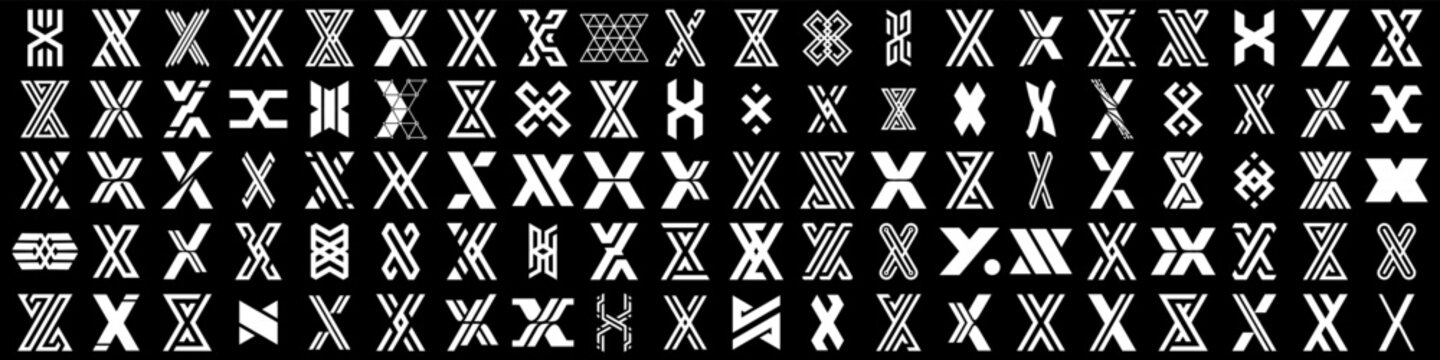 Mega collection letter x logo design. modern logotype x design with white color. vector illustration