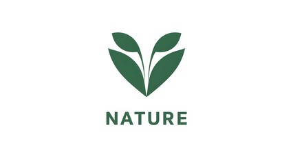 A green plant with two leaves sprouting upwards. The plant is positioned at the center of the image, and below it, the word 'NATURE'is written in bold, capital letters.